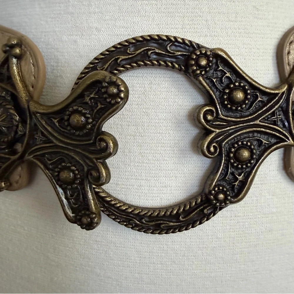 Vintage Style Wide Elastic Belt Bronze Ornate Buckle 34–56” Waist Boho